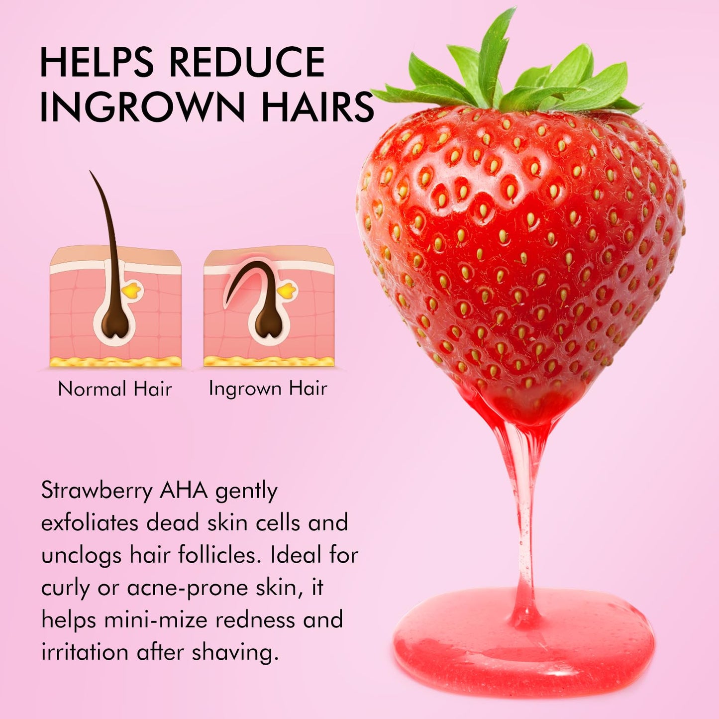 Premium After Shave Oil, 100ml Women's After Shave Oil for Smooth Skin - Strawberry AHA & Peptides to Prevent Ingrown Hairs & Razor Bumps, Fast-Absorbing Hydration, Vegan, Sensitive Skin Care