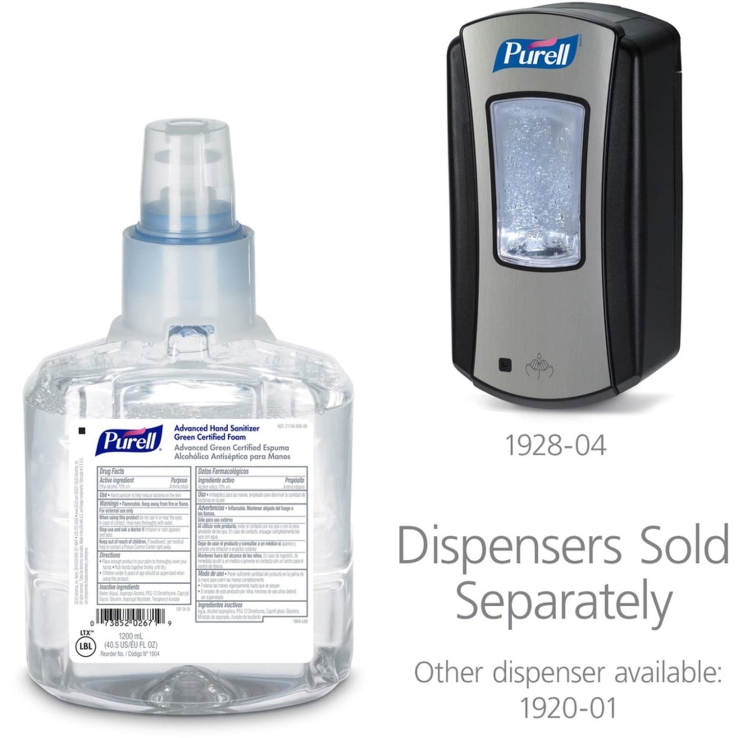 PURELL Advanced Green Certified Hand Sanitizer Refill, 1200mL, FragFree, 2/Carton