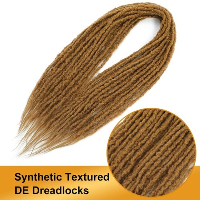 Aguacor Synthetic Textured Dreadlocks Straight Double Ended Dreadlock Extensions with Texture 20inches 5 Strands Thin Soft DE Dreadlock Extensions for Women (5 Strands, 27#)