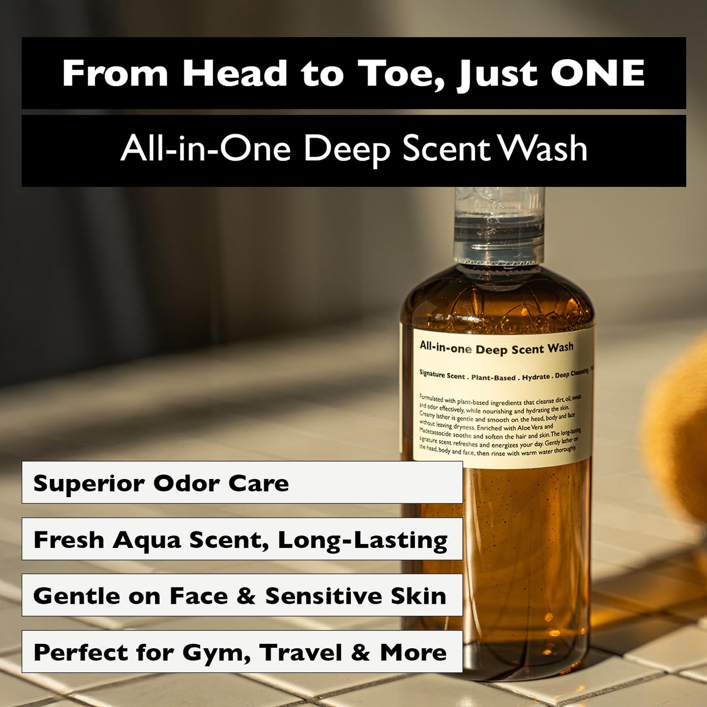 Lazy Society All-in-One Deep Scent Wash for Men, 10.14 fl oz. – Face, Body & Hair Cleanser with Long-Lasting Fragrance
