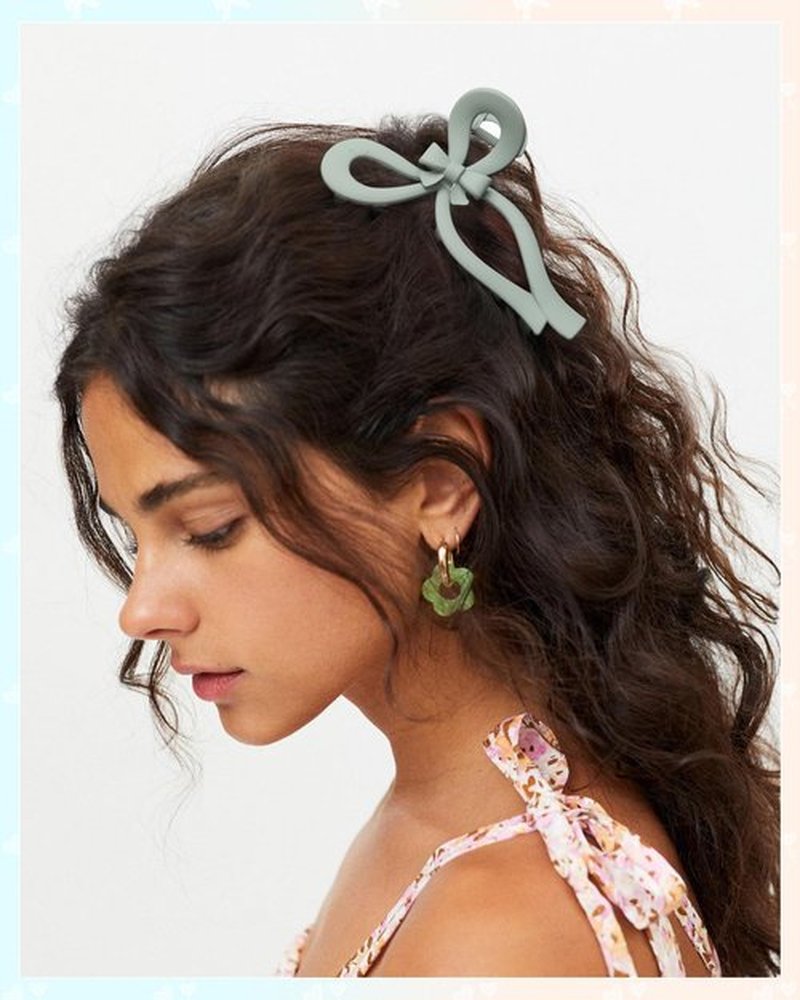 4 PCS Bow Hair Clips for Women Bow Claw Clip 5" Large Hair Claw Clips for Thick and Thin Hair Cute Bows Jaw Clip (Pink + Blue + Green + Dark Apricot)