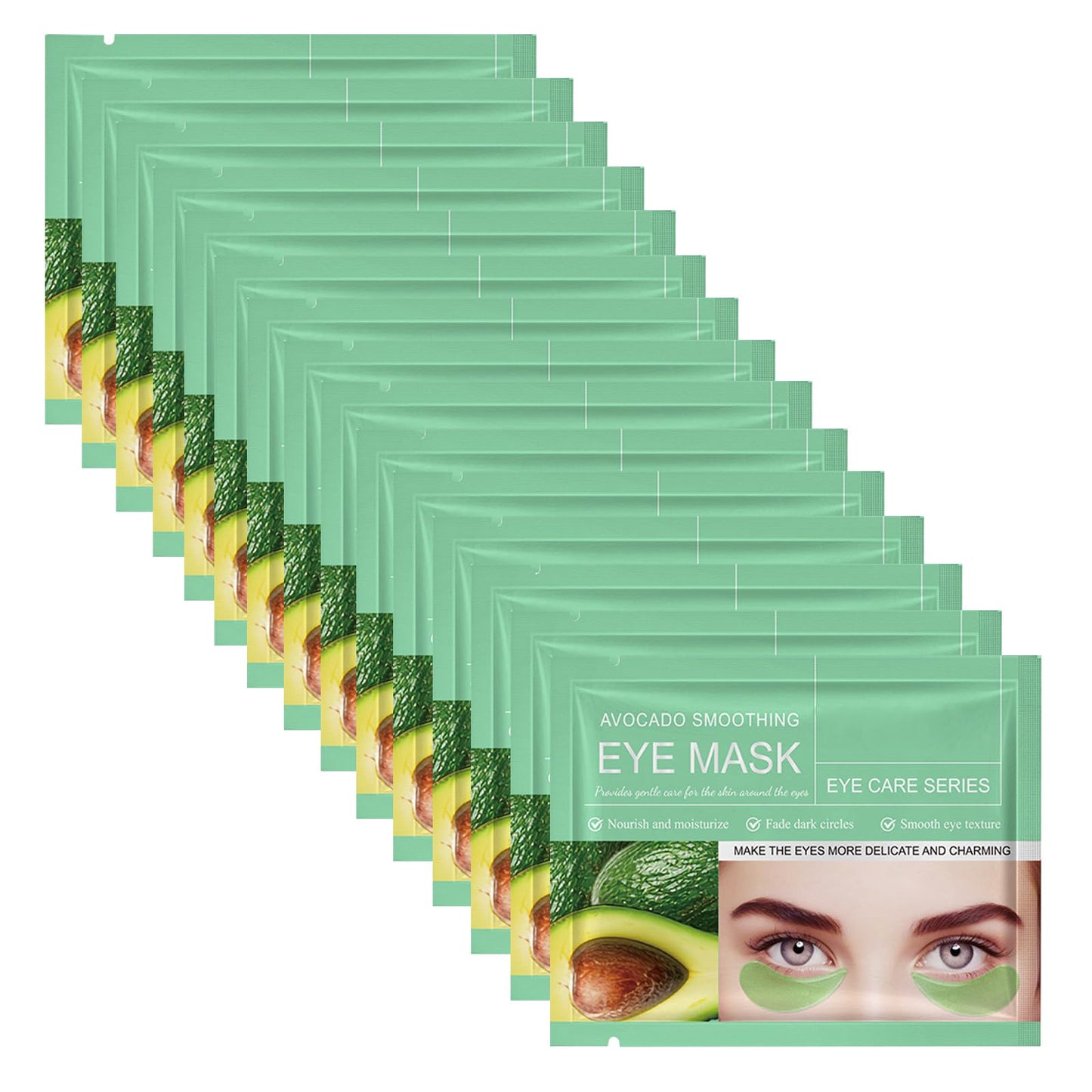 Felico Under Eye Mask Patches, 30 Pairs Collagen Hydrating Moisturizing Smoothing Gel Pads for Puffy Eyes Bags,Dark Circles,Puffiness,Fine Lines,Wrinkles,Anti-Aging Avocado