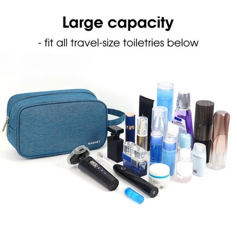 Narwey Travel Toiletry Bag for Men and Women Traveling Dopp Kit Shaving Bag for Toiletries Accessories (Navy Blue)