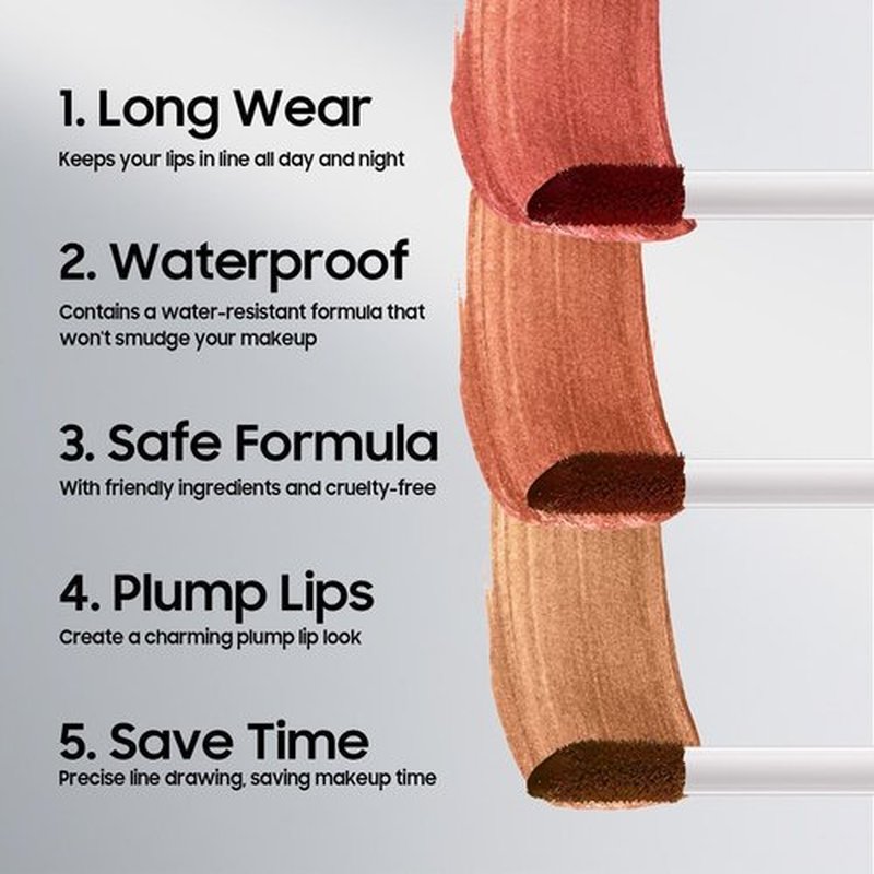 Ihrlpxkc Lip Liner - Tattoo Peel Off Lip Stain, Long-Lasting Moisturizing Lip Stain, Waterproof Nourishing Lip Liner with Matte Finish, Create Natural Lip Color for All Skin Tones (Cocoa)