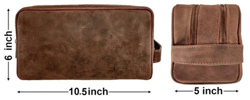 Genuine Leather Travel Toiletry Bag - Dopp Kit Organizer By Rustic Town (Brown)