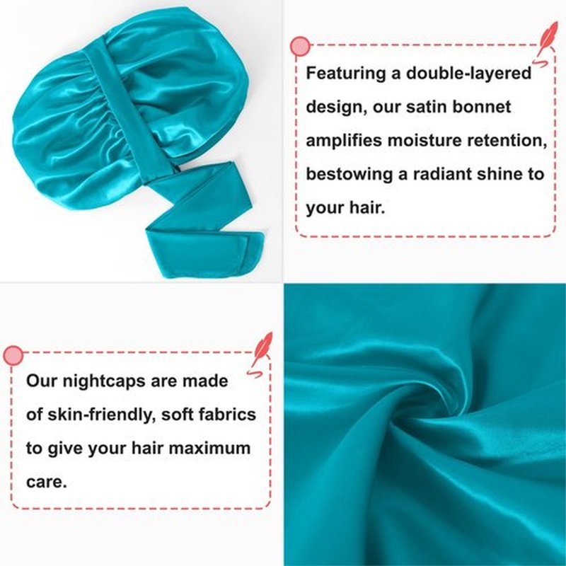 Satin Bonnet Silk Bonnet for Sleeping, Double Layer Large Hair Bonnets for Women Men Natural Curly Hair Shower Cap