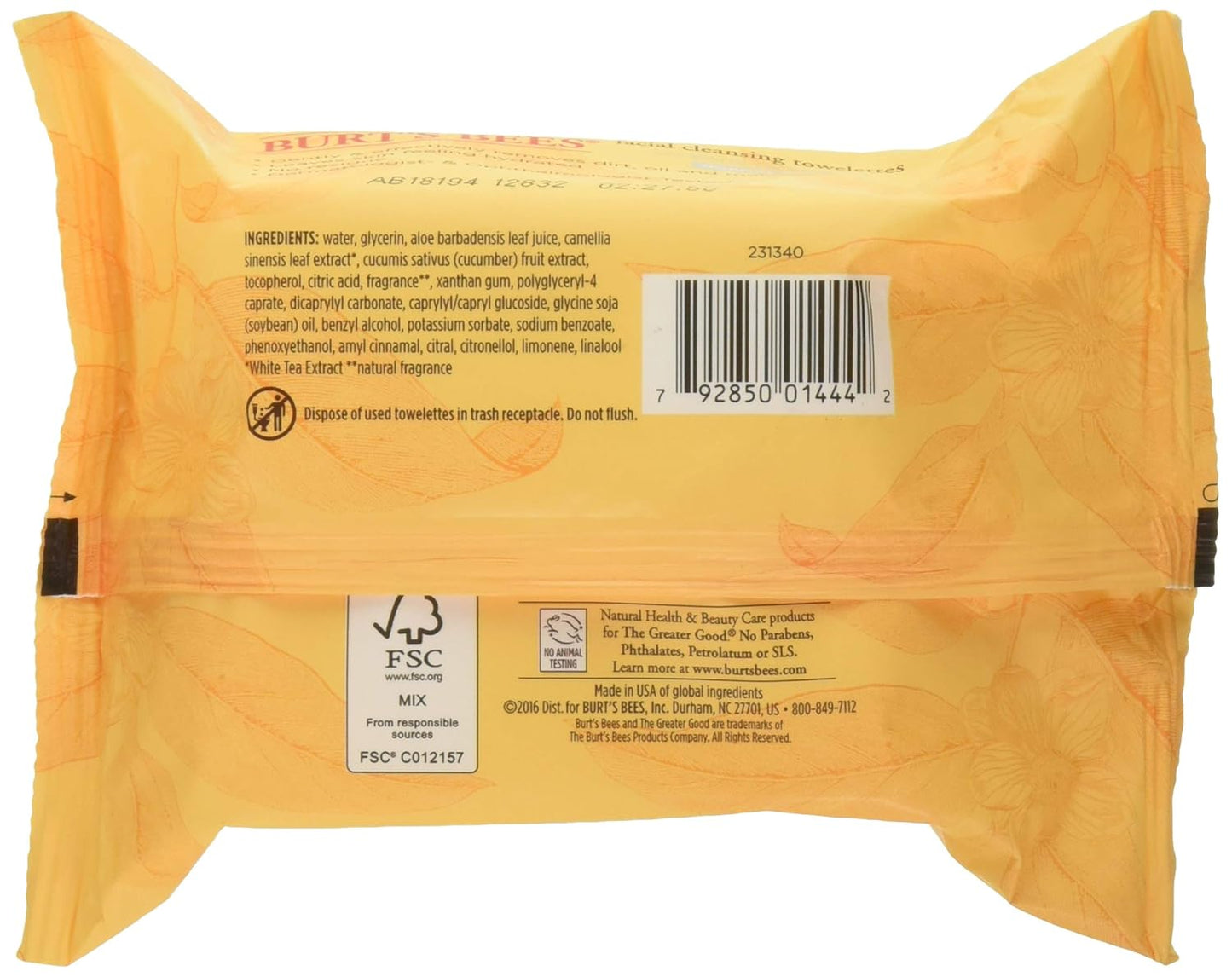 Burt's Bees Facial Cleansing Towelettes - Natural Skin Essentials, 30 Count (3-Pack)