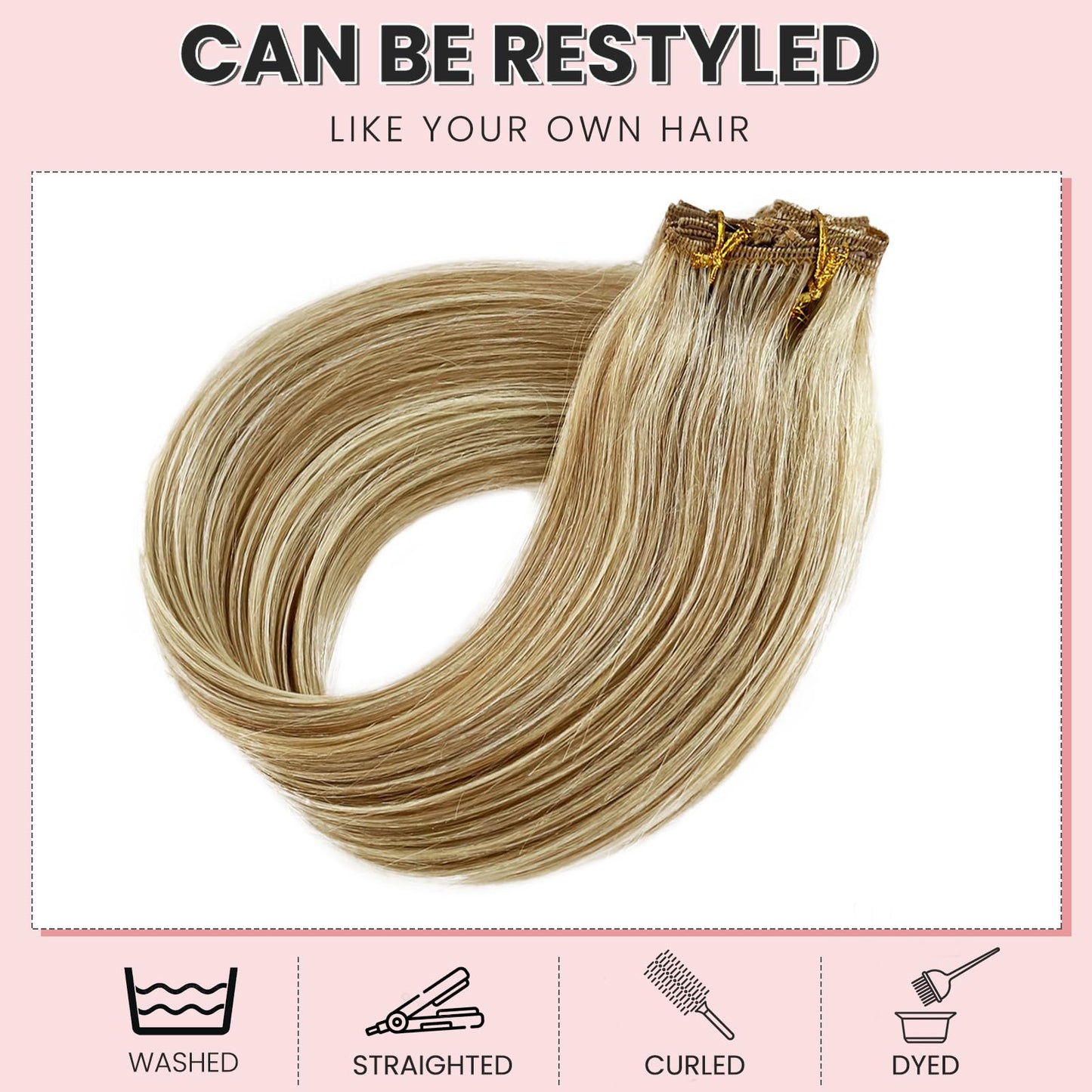 Clip in Hair Extensions Real Human Hair 70g 7pcs Seamless Clip in Hair Extensions Human Hair Beige Blonde and Platinum Blonde Balayage Clip ins Human Hair Extensions Long Straight Double Weft 20 Inch