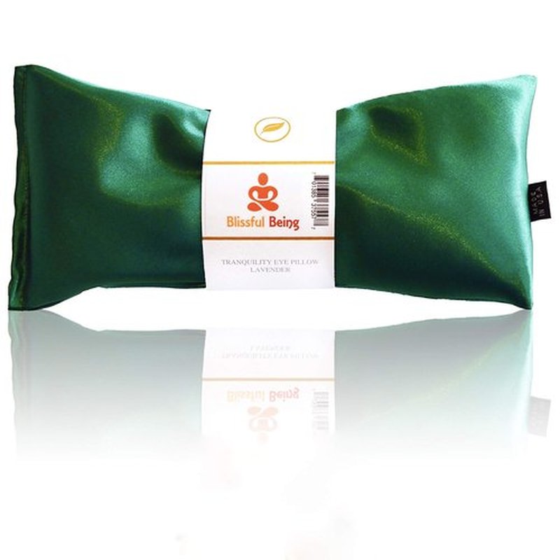 Blissful Being Lavender Eye Pillow | Hot or Cold Weighted Satin Eye Mask perfect for Sleeping, Yoga, Meditation | Gifts for Women, Birthday, Teachers | Natural Herbal Relaxation | Made in USA(Emerald)