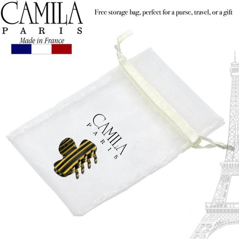Camila Paris CP3009 French Hair Clip for Women, Small Handmade, Black and Gold, Girls Hair Claw Clips Jaw Fashion Durable Styling Hair Accessories for Women, Strong Hold No Slip Grip, Made in France