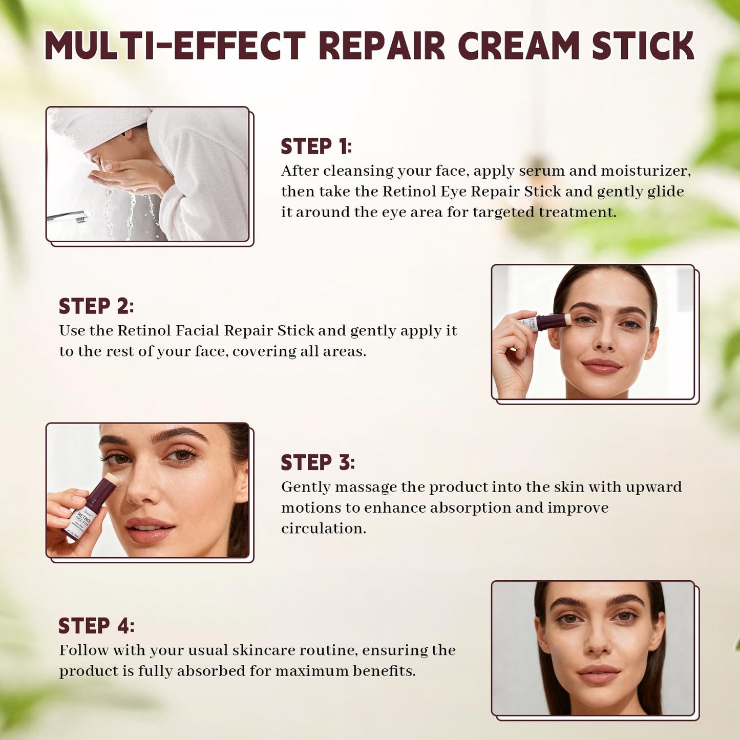 Retinol Firming Face Stick – Tightens and Firms Face, Neck & Jawline | All-Over Moisture & Brightening Stick for Eyes with Niacinamide, Caffeine & Snail Mucin | 0.35 oz