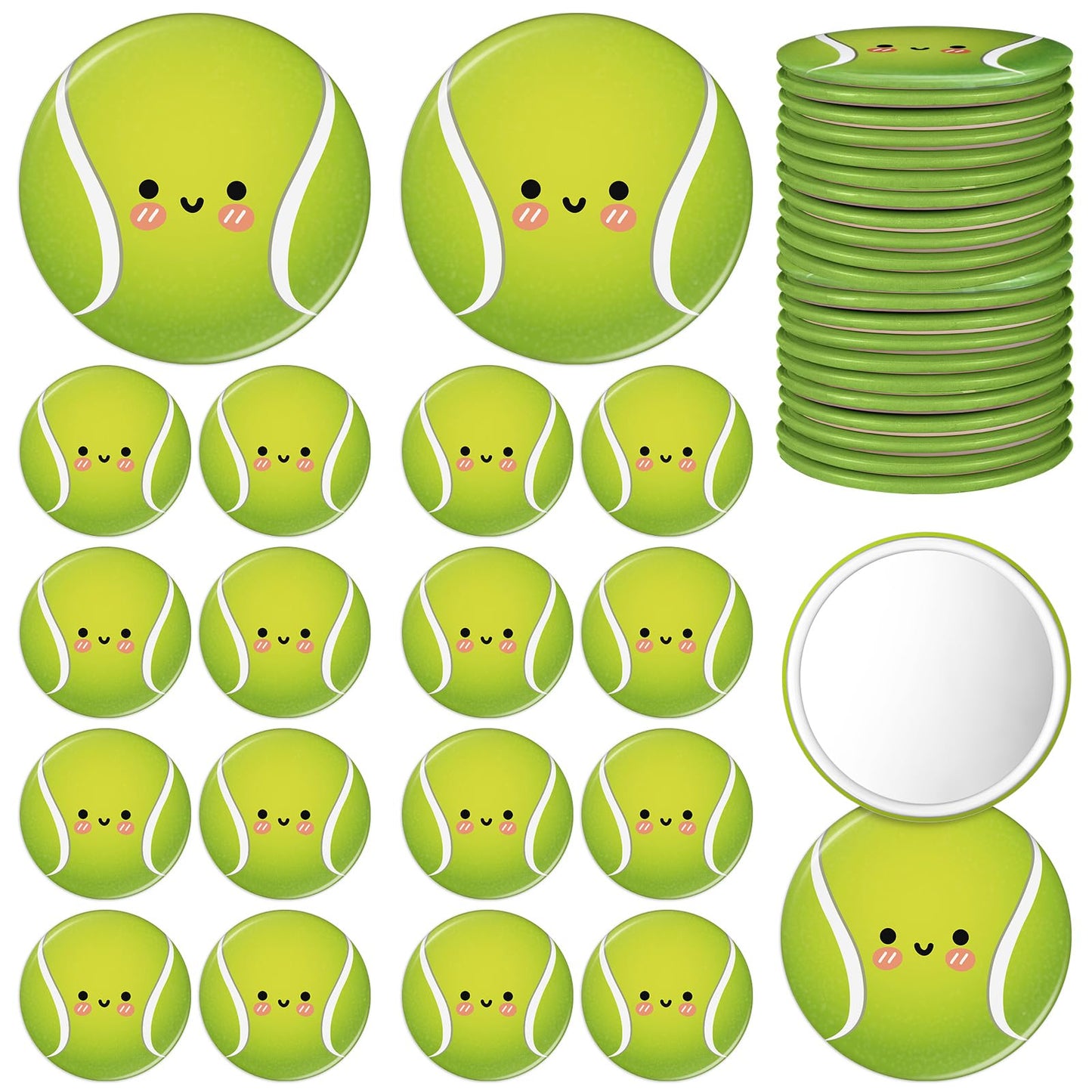 CroBlissful 18 Pcs Mini Compact Mirror Gifts for Women 2.76 Inches Pocket Purse Mirror Inspirational Gifts for Sports Lovers Team Accessories Supplies(Cute)