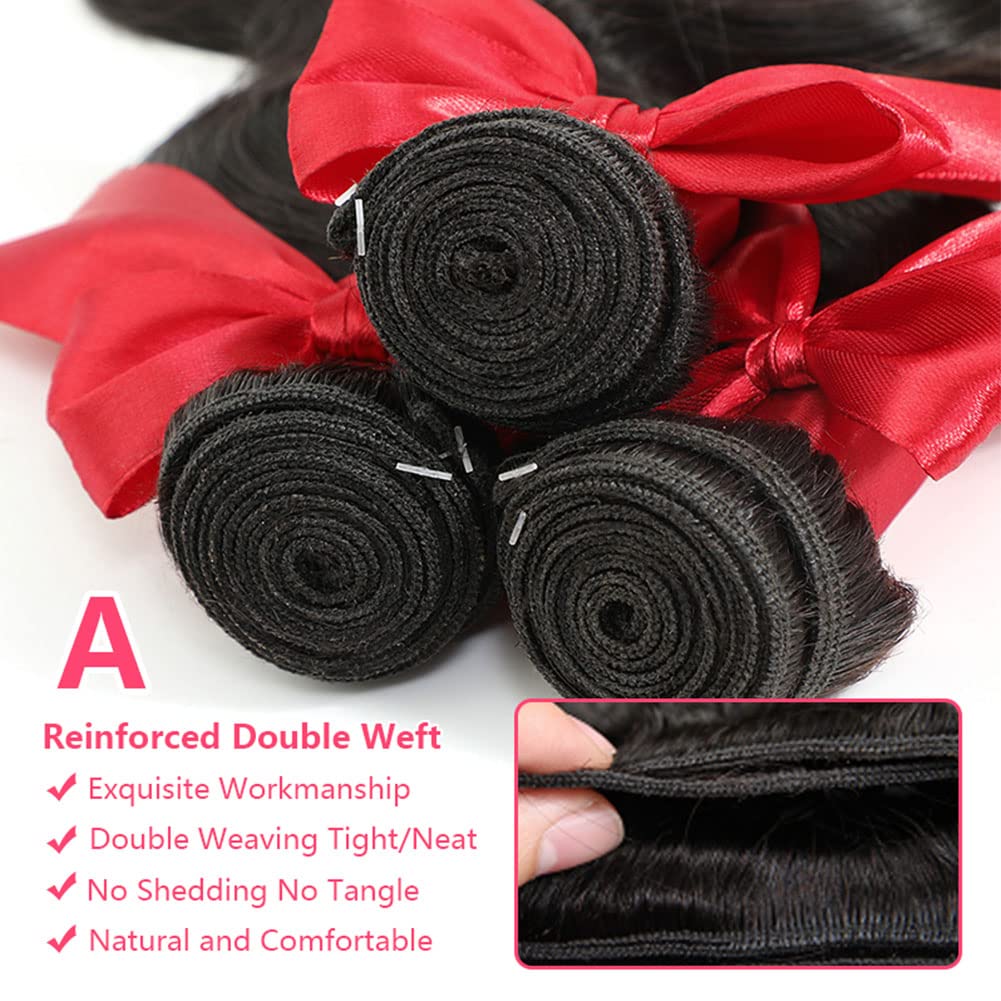 10A Brazilian Body Wave Bundles 32 32 32 Inch Human Hair Bundles 100% Unprocessed Virgin Hair Body Wave 3 Bundles Human Hair Weave Bundles Deals 1B Natural Black