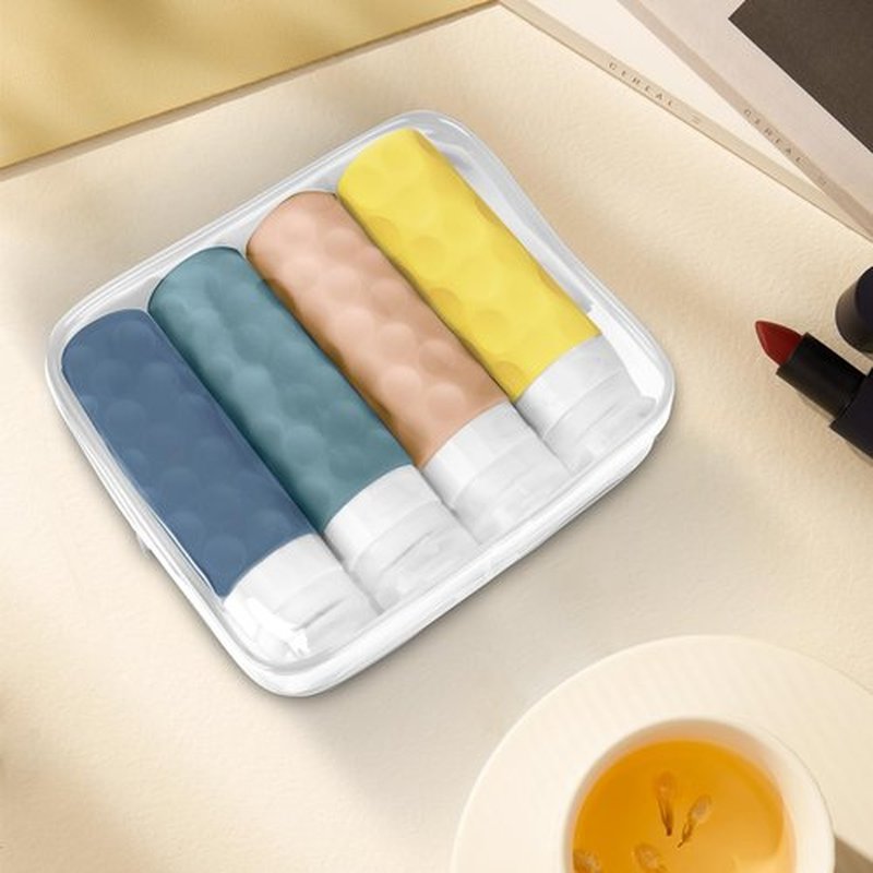 Silevoler Travel Bottles for Toiletries, 4pcs Tsa Approved 3oz Travel Size Containers, BPA Free Leak Proof Premium Silicone Travel Bottles, Refillable Liquid Travel Accessories W/Toiletry Bag(Bright)