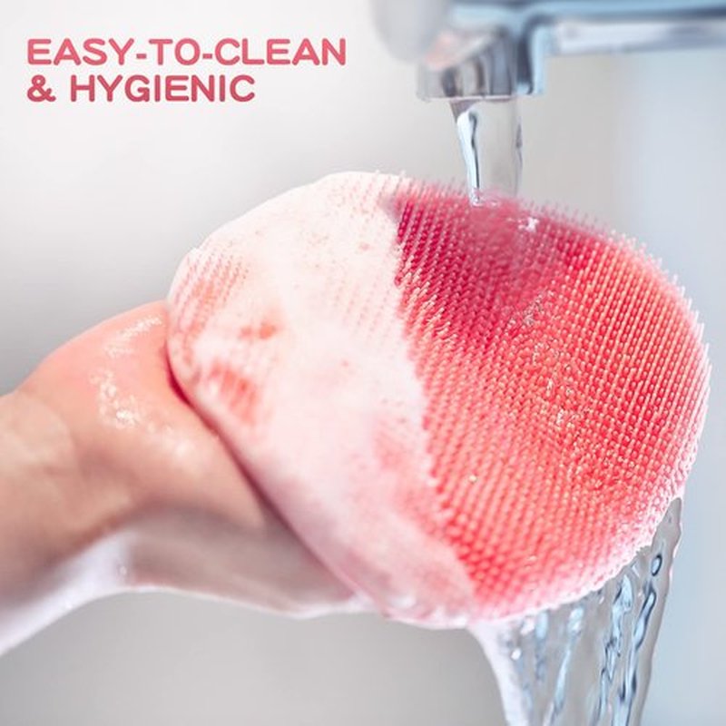 Manmihealth Silicone Back Scrubber(Thick Bristles) & Soft Bath Glove Set, Super-Exfoliating Body Scrubber & Super-Lathering Shower Brush Combination, with a Free Hook.(Pink)