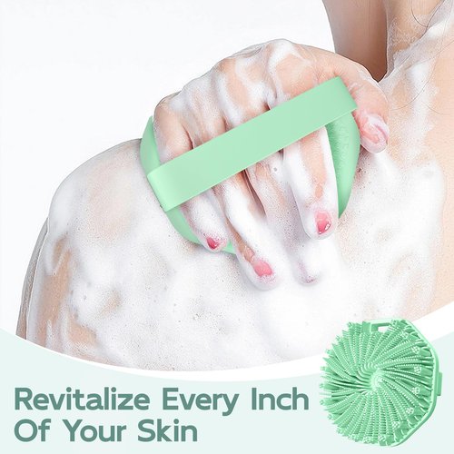 Silicone Body Scrubber, Exfoliating Body Wash Scrubbers Exfoliator, Shower Body Brush for Effective Showering Exfoliation and Gentle Massage (Green)