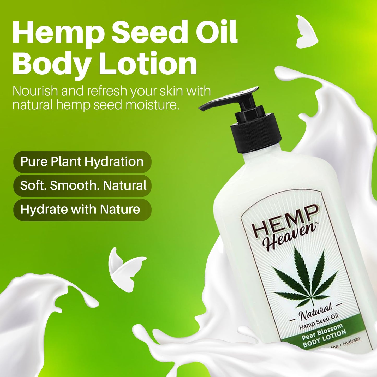 Hemp Heaven Hemp Lotion - Natural Hemp Seed Oil, Paraben-Free, 18 oz, Made in USA, Nourishing for Men & Women, EWG Verified, Anti-Aging (Pear Blossom)