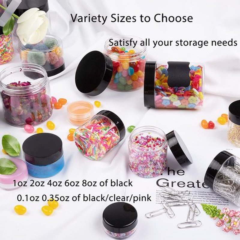 20 Pieces 10 Gram Sample Containers with Lids, Black Sample Jars, BPA Free Tiny Cosmetic Containers for Makeup, Lotion, Eye Shadow, Powder, and Lip Balms