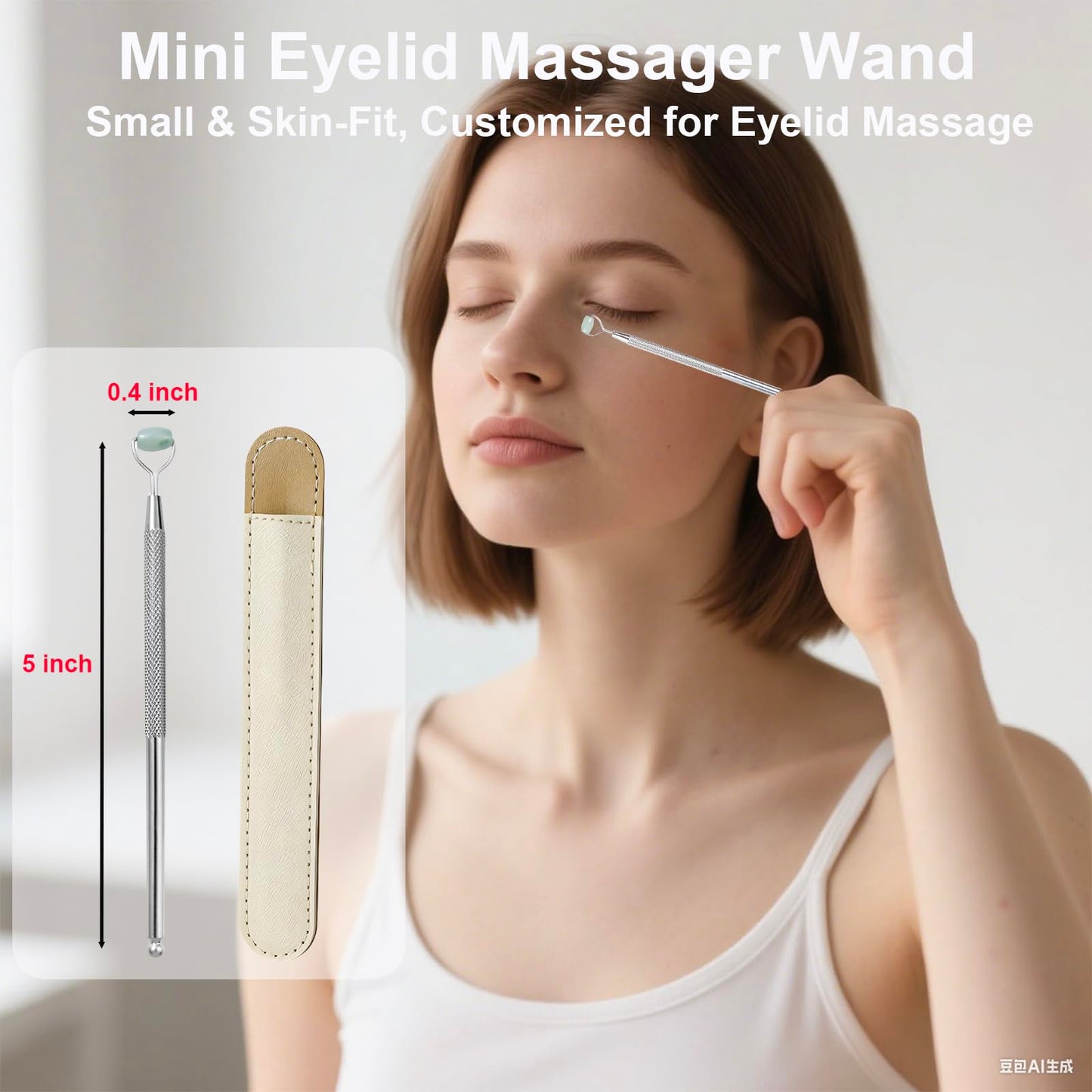 NKQ Metal Eyelid Massage Wand for Dry Eyes,Eyelid Roller for Chalazion,Stye & MGD Relief,Improves Meibum Flow & Unclogs Oil Glands,Gentle Meibomian Gland Expression for Blocked Eyelid Glands (mini)
