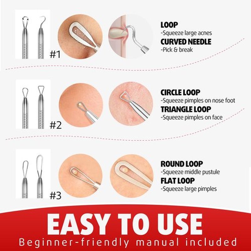 Cbiumpro Blackhead Remover Tools, Pimple Popper Tool Kit, Blackhead Extractor Tool, Zit Popper Tool, Professional Pimple Extractor Tool for Blackhead, Acne, Whitehead, Comedone on Nose - with Case