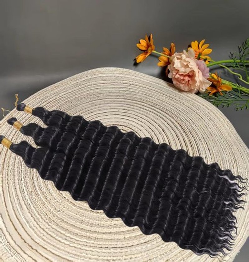 Ocean Wave Crochet Hair 18 inch 3packs Deep Wave Crochet Hair Synthetic Wave Curly Braiding Hair Extensions Ocean Wave Braiding Hair for Black Women (18 inch, 1B)