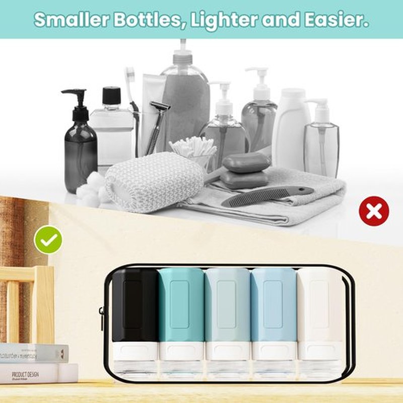 Ruinovate Travel Bottles for Toiletries, 2oz Size TSA Travel Containers for Toiletries Leak Proof Refillable Squeezable Silicone Bottle Travel Essentials for Shampoo Conditioner Lotion