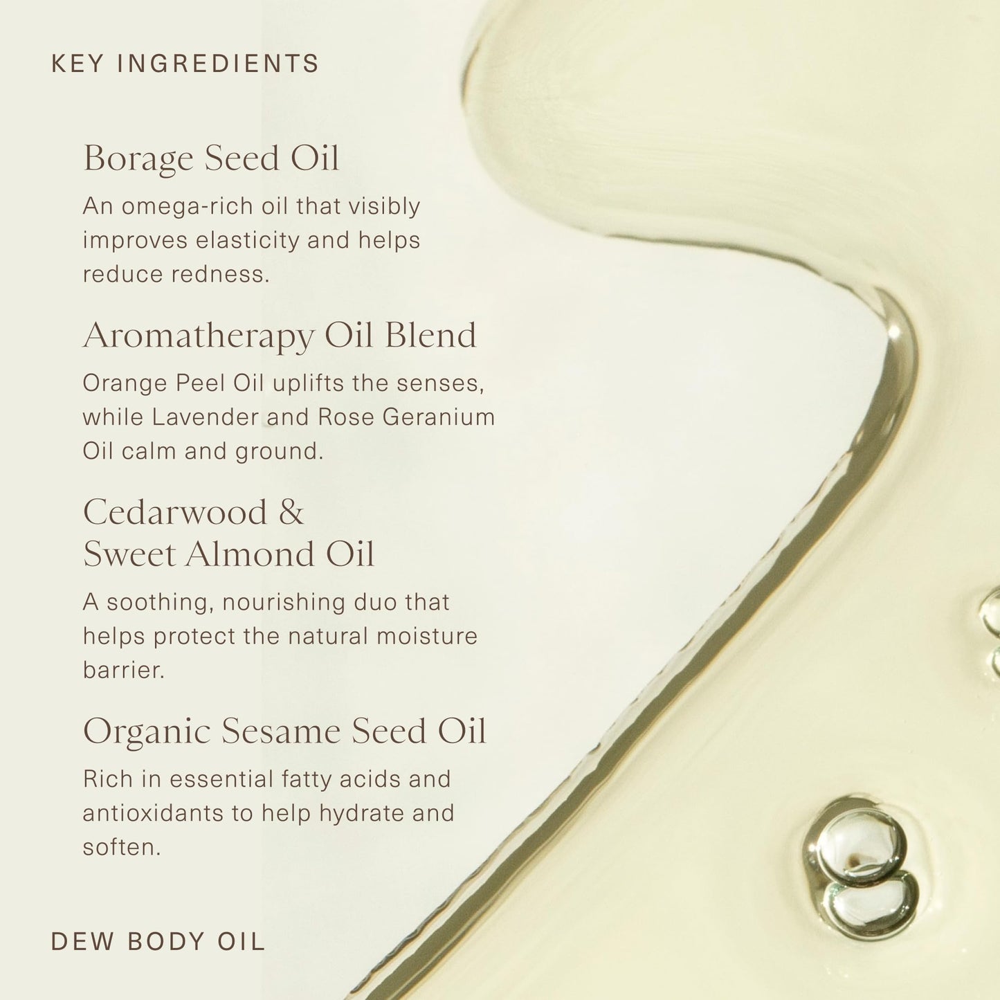 Oak Essentials Dew Body Oil | Nourishing Daily Body Oil for Radiant, Supple Skin with Borage Seed Oil, Cedarwood, and Sweet Almond Oil