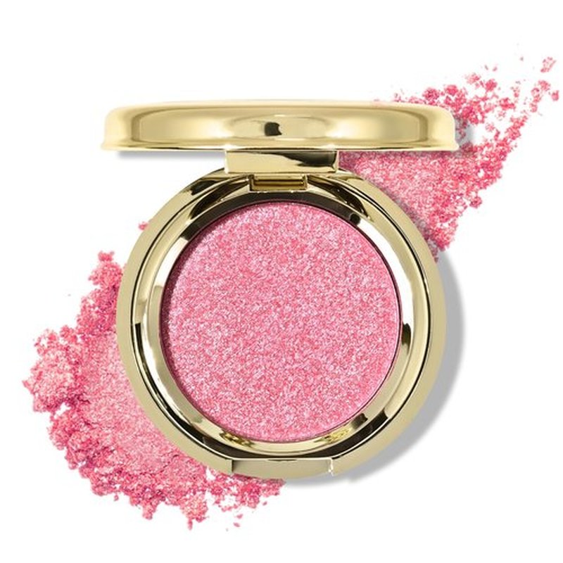 KYDA Single Pink Glitter Eyeshadow, Sparkling Rose Pink Eyeshadow, Soft Rose Shimmer Powder Eyeshadow, High Pigment Sparkling Eyeshadow Compact, Lightweight Blendable Pearl Eyeshadow, Flamingo Rose