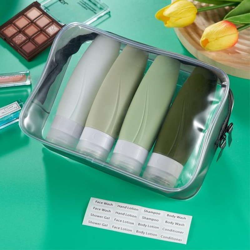 INSFIT Portable Travel Bottles TSA Approved, 3oz Leak Proof BPA Free Silicone Cosmetic Travel Size Toiletry Containers, Squeezable Silicone Tubes, Refillable Bottles for Shampoo 4 Pack Green