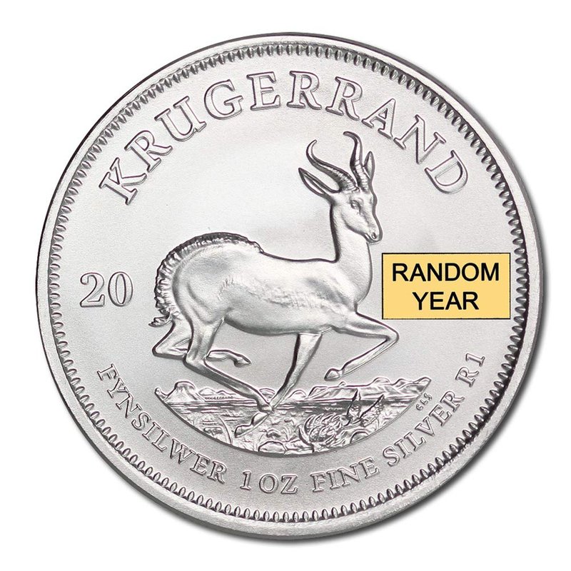 South African Silver Krugerrand Coin - 1 oz Brilliant Uncirculated with Certificate of Authenticity