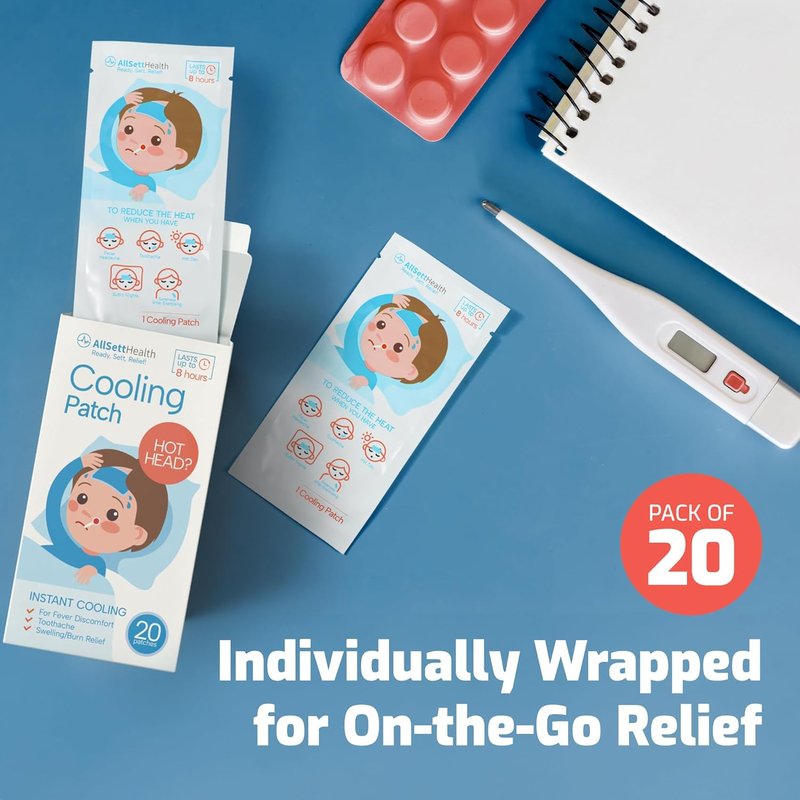 Cooling Patches for Kids - 20 Pack Fever Relief Stickers | Minty Cool, Multi-Color Baby Pads for Hot Weather & Headaches