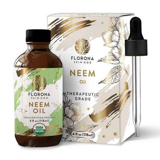 FLORONA Neem Oil USDA Organic - 4 fl oz for Hair Care, Skin Care, Aromatherapy, Soap Making