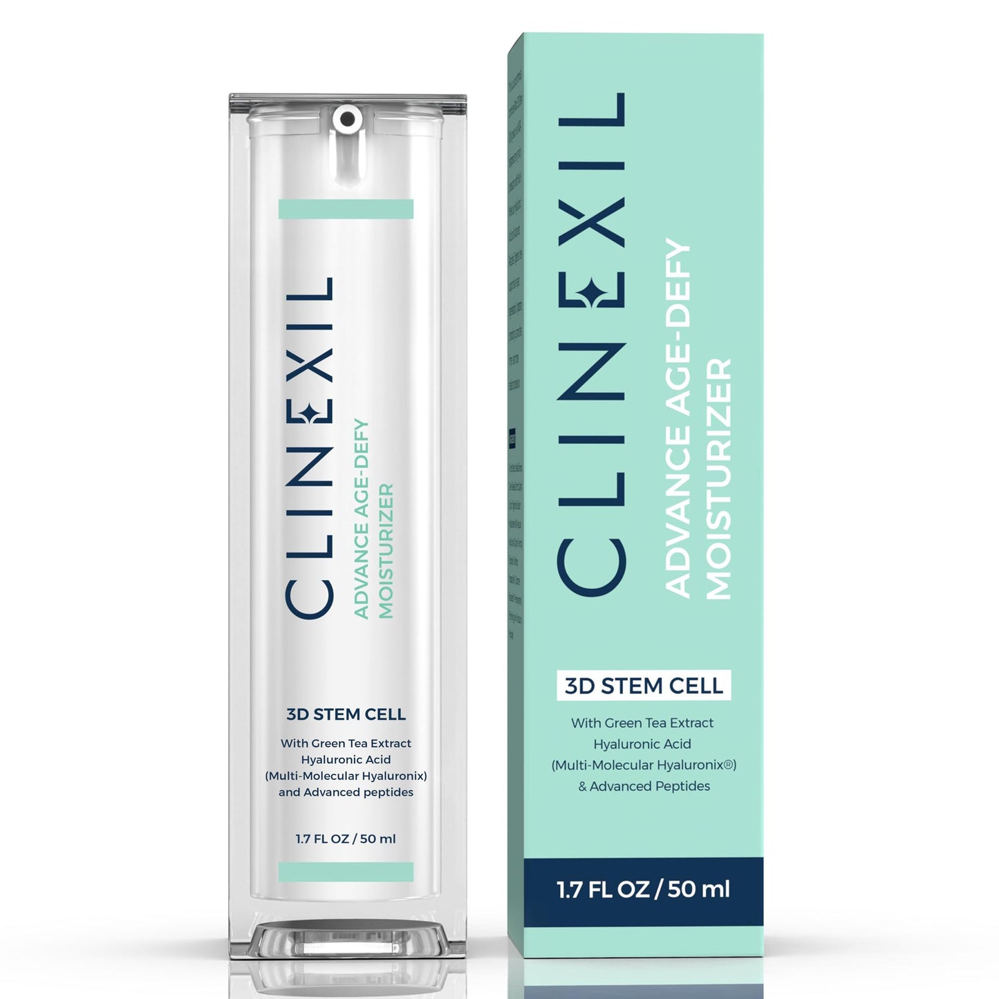Clinexil Advanced Age-Defy Moisturizer - 1.7 FL OZ | Stem Cell Serum for Face with Multi-Molecular Hyaluronic Acid, Dual Peptides & Collagen for Multi Layer Hydration, Anti-Aging, & Wrinkle Reduction.