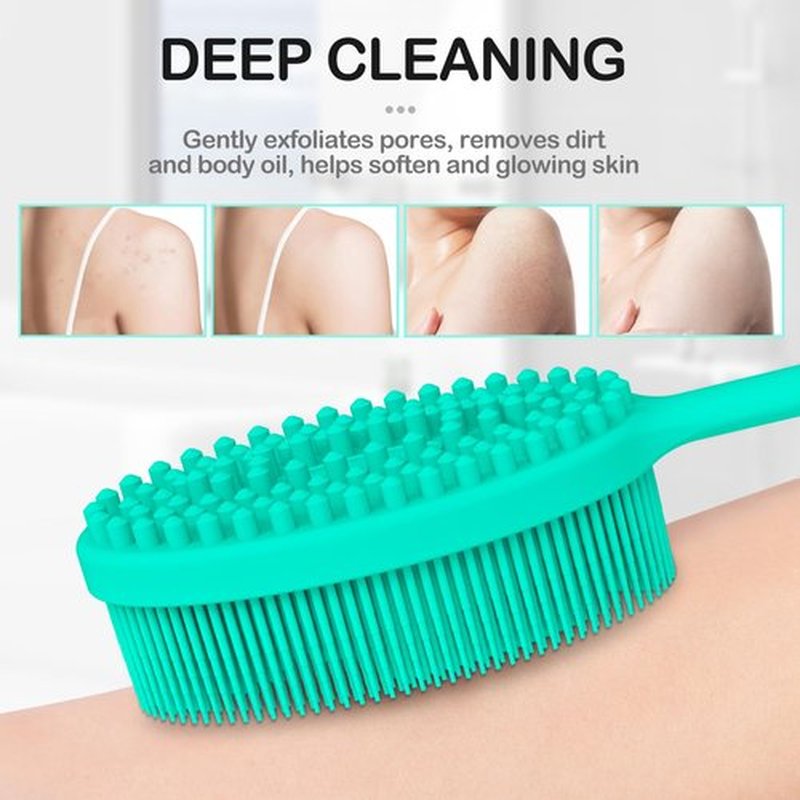 MateeyLife Silicone Body Scrubber Exfoliator with Handle, Gentle Back Scrubber for Shower, Shower Brush for Body, Bath Back Brush for Shower, Silicone Loofah Body Scrubber, Bath Scrubber for Body