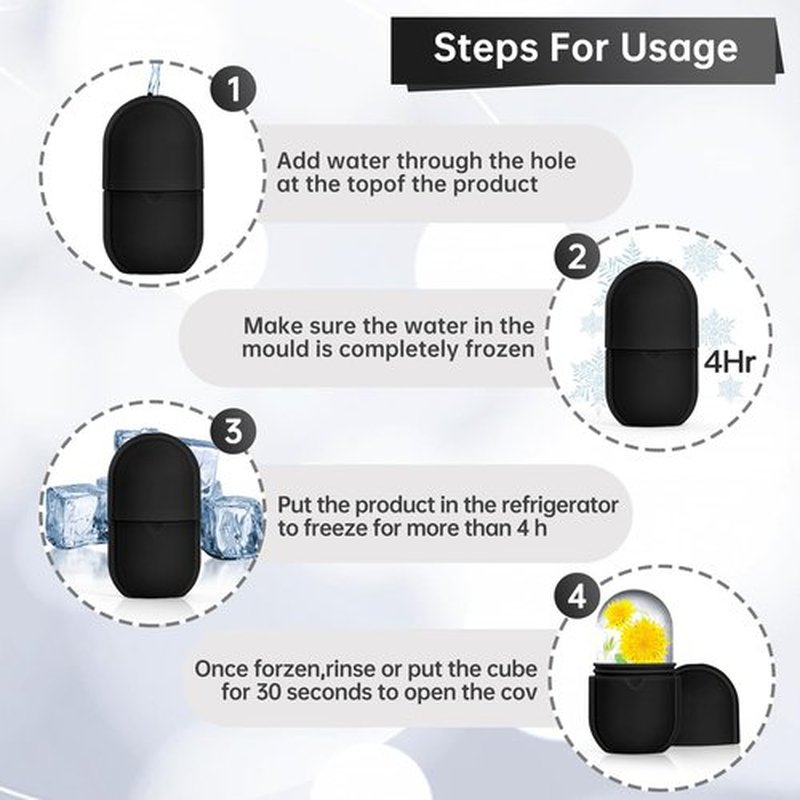 Ice Roller for Face and Eye, Ice Face Roller,Facial Beauty Ice Roller Skin Care Tools, Ice Facial Cube, Gua Sha Face Massage, Silicone Ice Mold for Face Beauty，Gifts for women(Black)