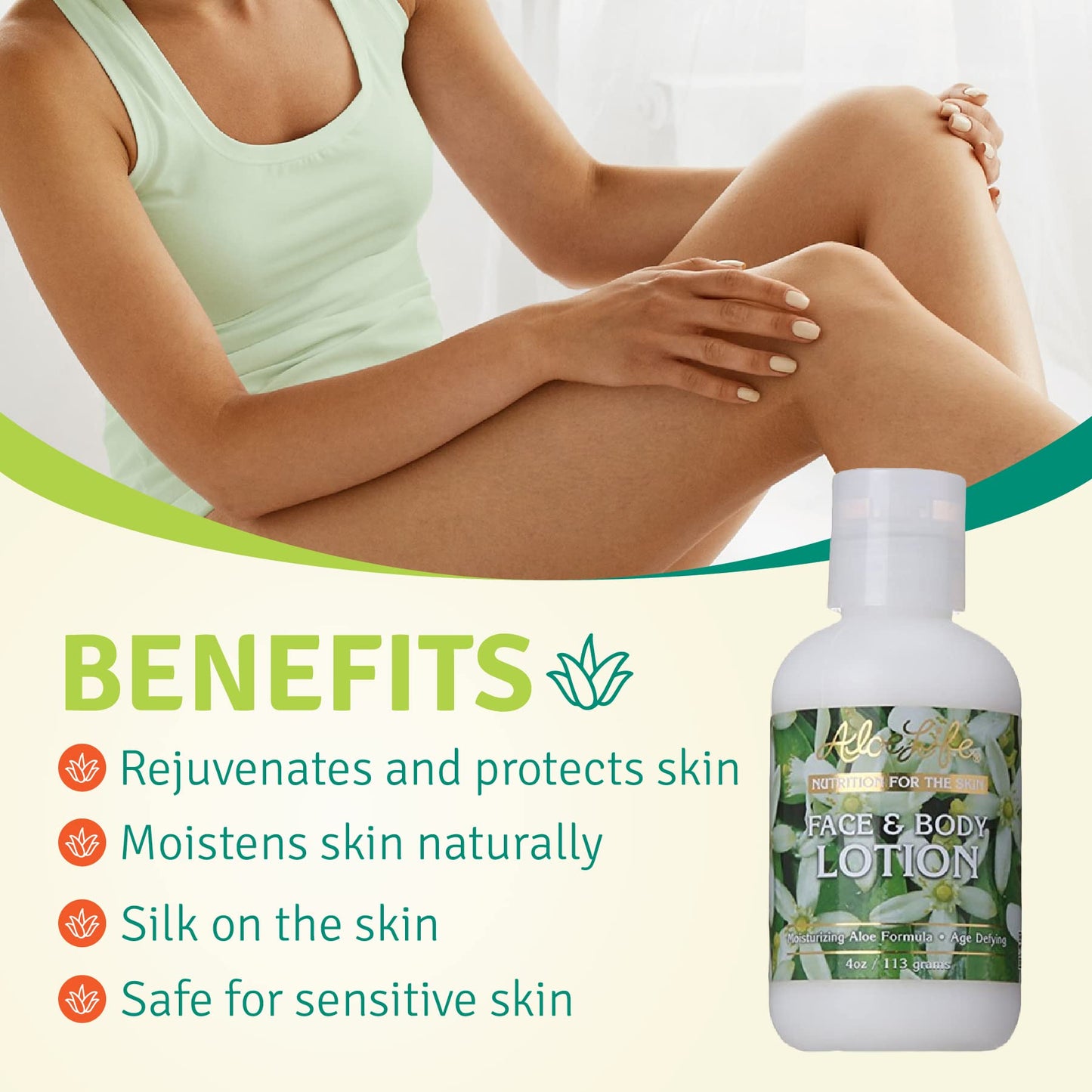 Aloe Life - Face & Body Lotion, Concentrated Formula, Hydrates Dry Skin, Contains Antioxidants, Minerals, & Herbal Extracts, Pleasant Grapefruit Scent, Safe For All Skin Types, Gluten-Free (4 oz)
