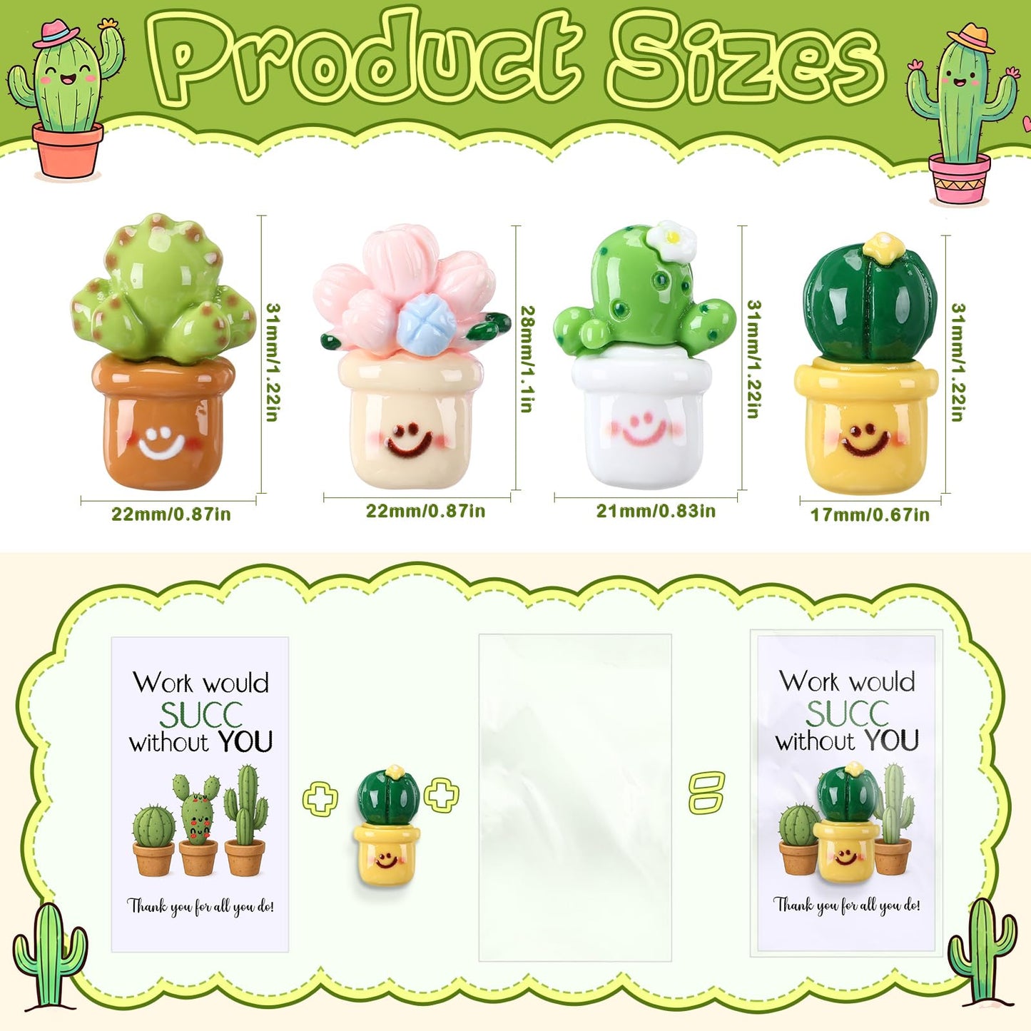 Bucherry 100 Set CNA Week Gifts Bulk for Nurse Coworker Team Staff Thank You Gifts Cute Succulent Fridge Magnet with Thank You Card for Nurse Office Teacher Employee Volunteer Graduation Gift