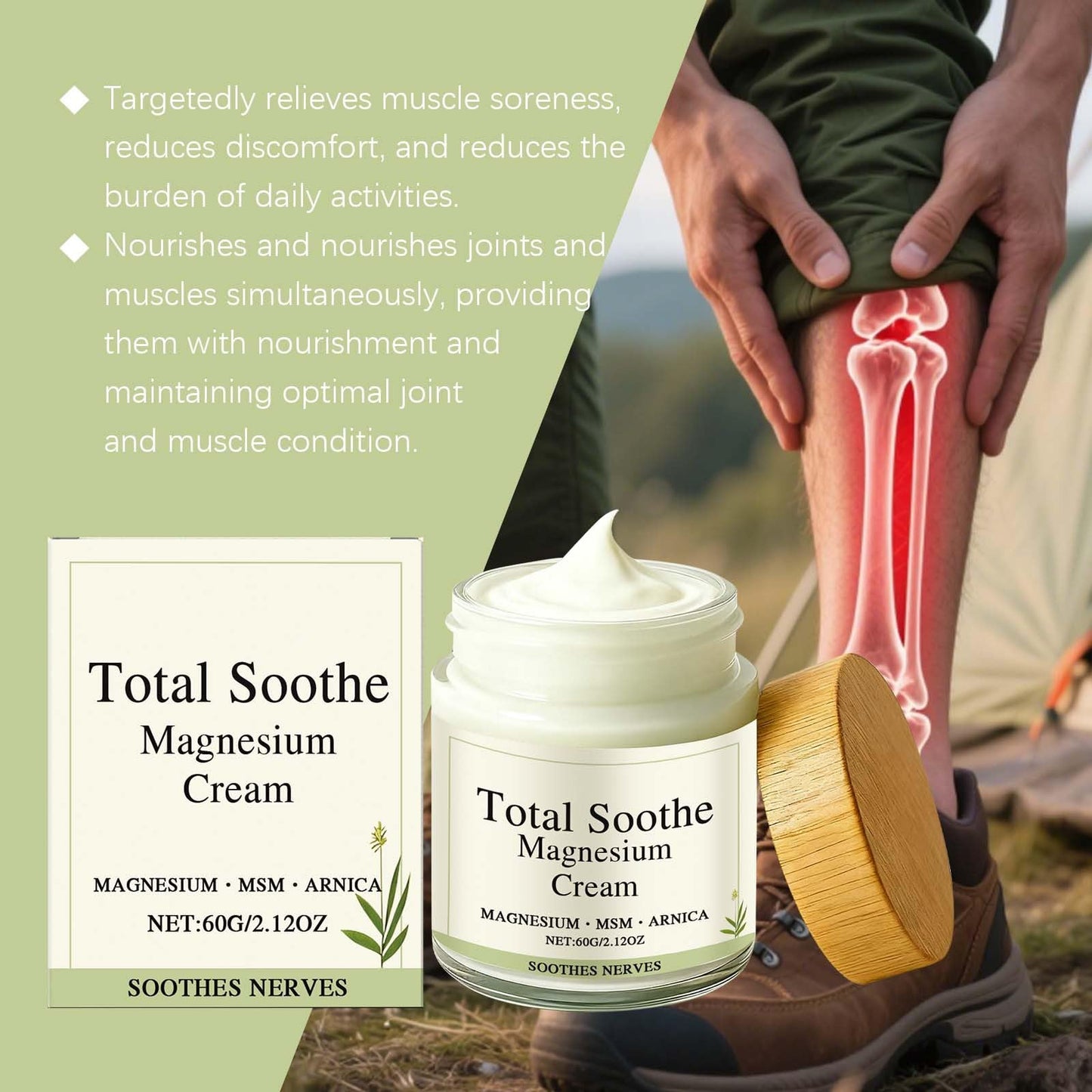 FYFTNMZ Total Relief Magnesium Cream,Mineral Delivery Formula & Arnica,Fast Absorbing, Non-Greasy Topical for Everyday Joint & Muscle Comfort(2pc)