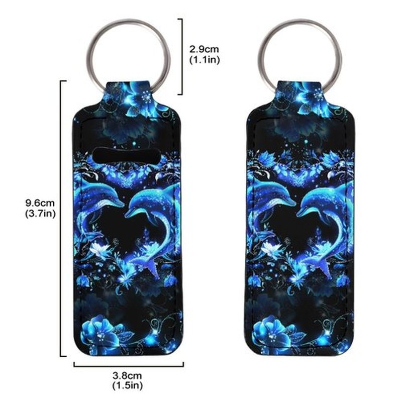 SEANATIVE Blue Dolphin Butterfly Chapstick Holder 5 PCS Lipstick Holder Keychain Lipstick Sleeve Pouch Lip Balm Holder Lipstick Bag for Keychain Travel Accessories Gift for Girls and Women