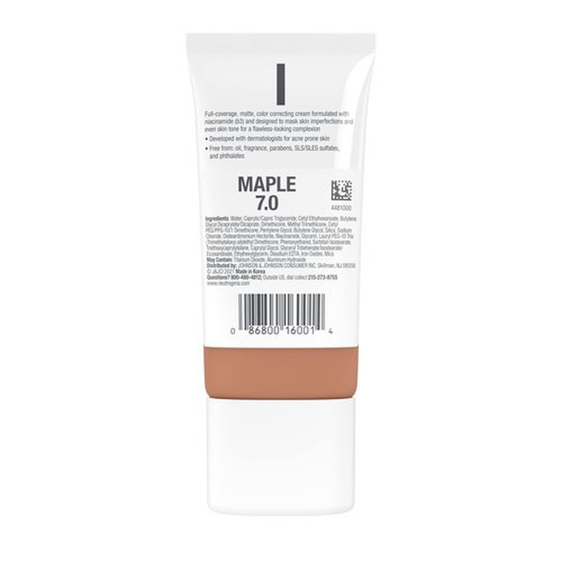 NEUTROGENA Clear Coverage Color Correcting Cream 1.0 oz. 7.0 / Maple
