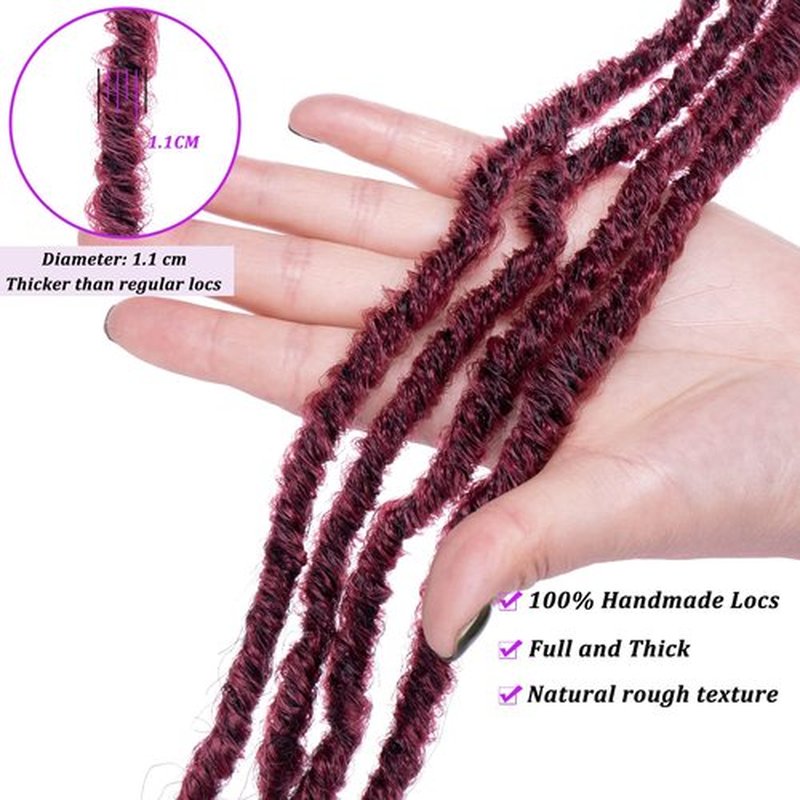 ZRQ Faux Locs Crochet Hair 7Packs 16 Inch Ombre Burgundy Wavy Goddess Locs Crochet Hair Pre-looped Soft Locs With Curly Ends Dreadlocks Synthetic Hair Extensions #TBUG