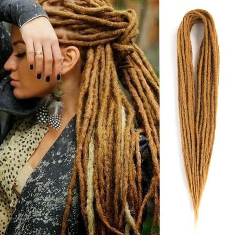 Double Ended Dreadlock Extensions 0.6CM Diameter Synthetic Hair 24Inch 30Strands Reggae Braids Hip-hop Style(Double Ended 30trands,27)