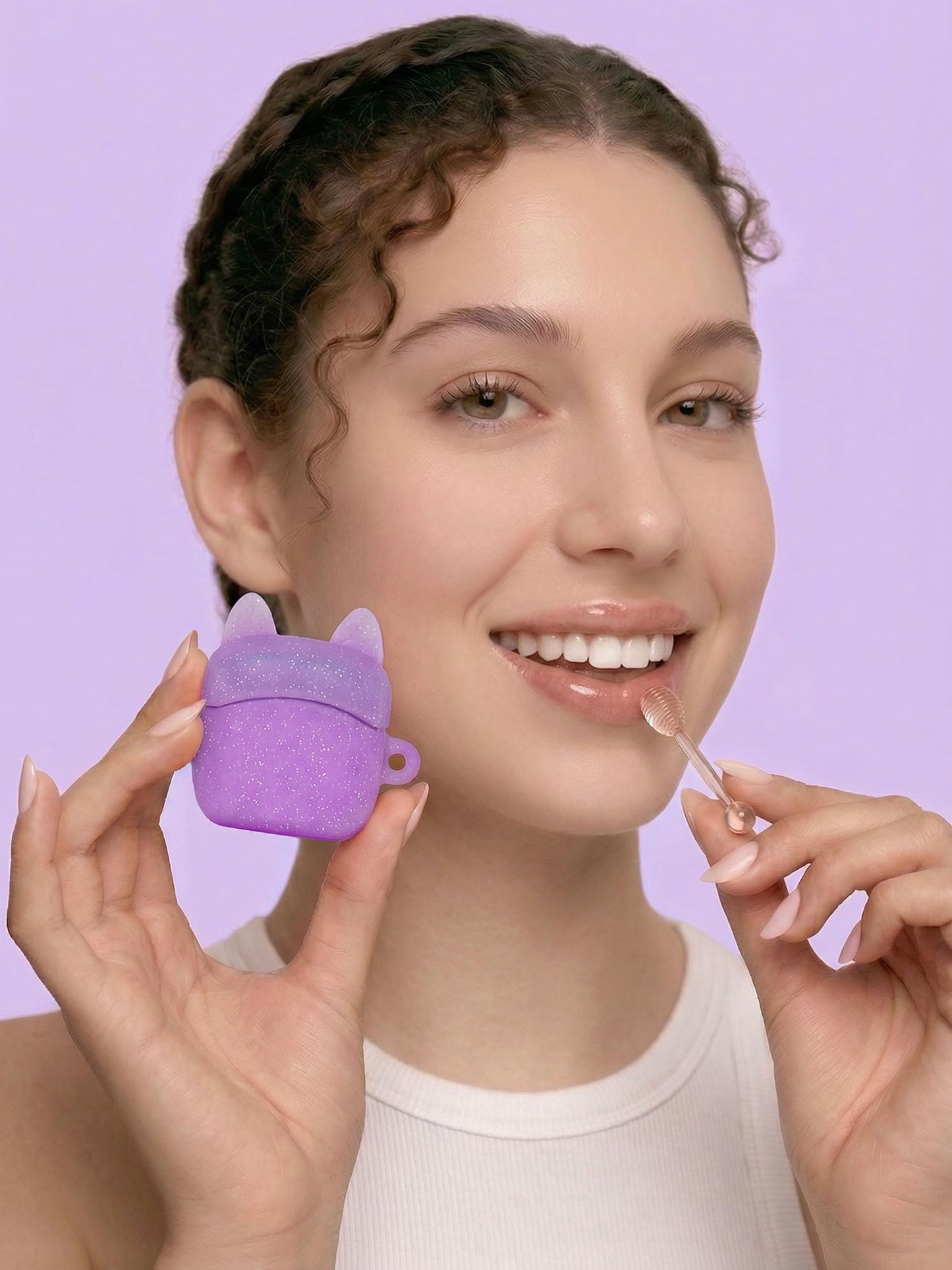 Cute Cat Silicone Case for Vaseline Lip Therapy Mini 0.25oz, Portable Keychain for Backpack & Car Keys, Easy-Grip Anti-Loss Sleeve, Stocking Stuffer & Party Favor Gift (Case Only) (Cat, Purple)