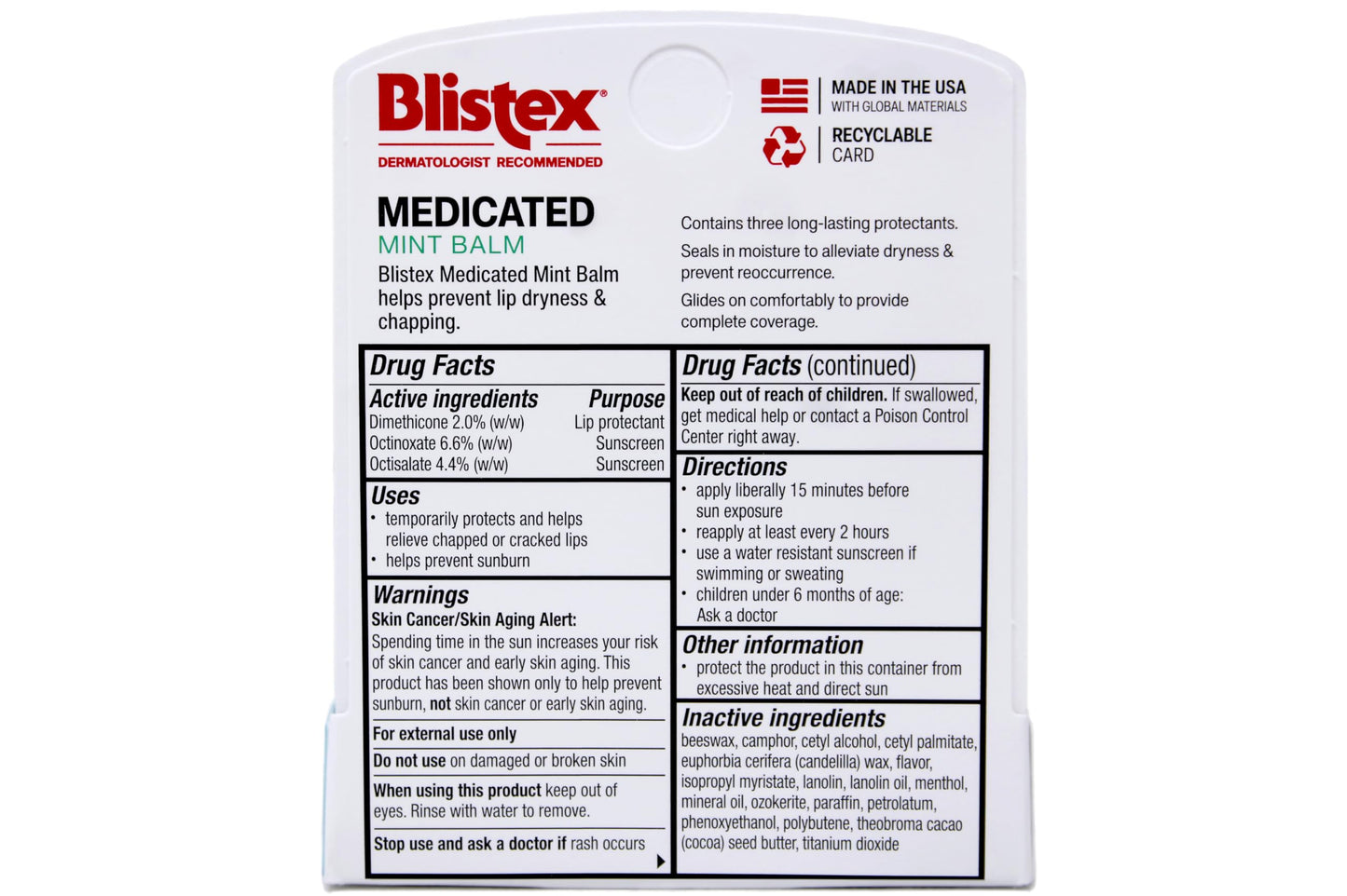 Blistex Medicated Lip Balm SPF 15 0.15 Oz (8 Pack)