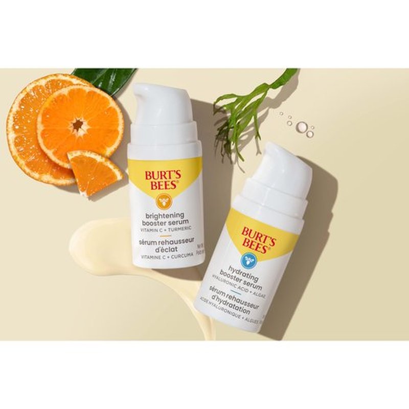 Burt's Bees Stocking Stuffers, Vitamin C Turmeric Face Serum, Brightens Skin & Visibly Reduces Dark Spots, Fine Lines & Wrinkles, Naturally Hydrating, Lightweight - Brightening Booster (1 oz)