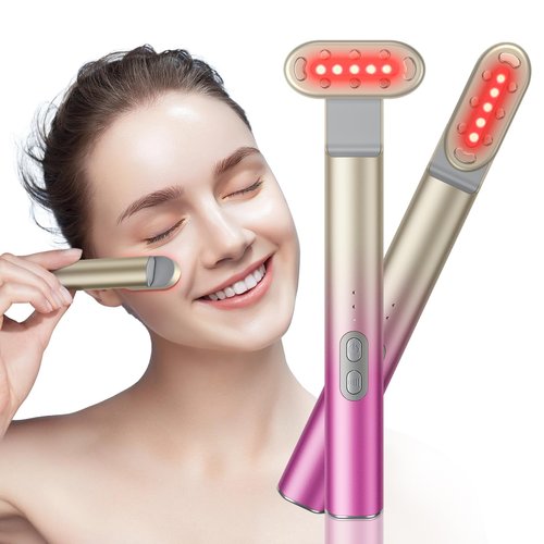 7 in 1 Red-Light-Therapy，Red Light Therapy for Face Eye Skincare Equipment at Home，Red for Skincare & Blue Rejuvenation Tool (Pink Gradient)