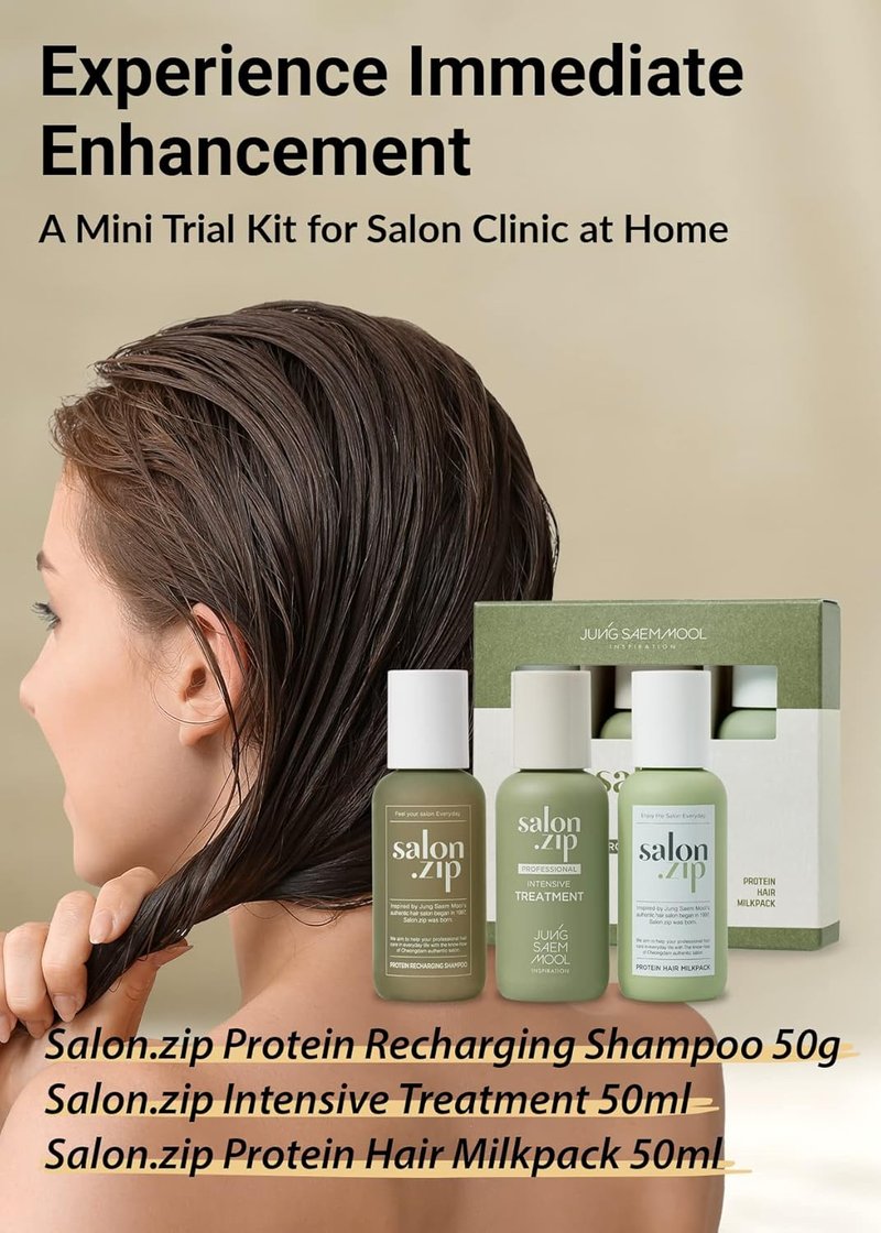 Salon.ZIP Home Clinic Mini Trial Kit - Recharging Shampoo, Hair Milk & Intensive Treatment | Travel Size Set
