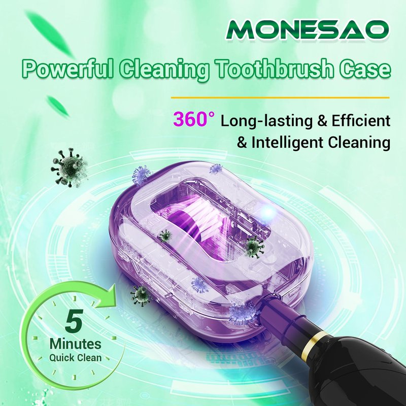 Toothbrush Sanitizer Case - Rechargeable Holder for Electric & Manual Brushes | Travel-Friendly Blue Design