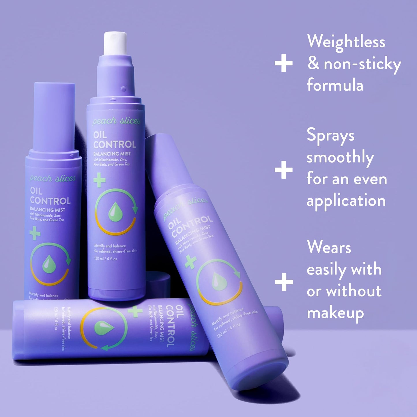 Peach Slices - Oil Control Balancing Mist (4 oz) - Mattify & Balance - Refined, Shine-Free Skin - Niacinamide, Zinc, Pine Bark, Green Tea - Face Mist - Vegan, Cruelty Free, Korean Skin Care & Beauty