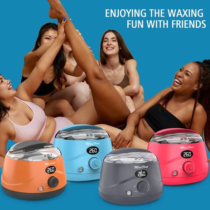 MaxFlat Waxing Kit for Women & Men, Digital Wax Pot Hard Wax Kit with Upgrade Brazilian Wax for Full Body Armpit Leg Bikini Waxing (Blue)